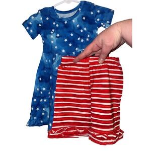 NWT Little Bird Bamboo Kids Stars and Stripes peplum Set 12-18M